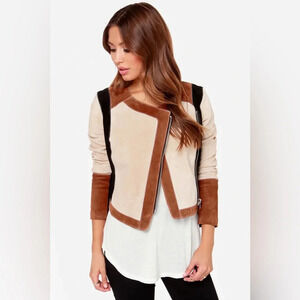 Chaser Collarless Suede Moto Jacket NWT size: XS